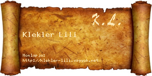 Klekler Lili névjegykártya